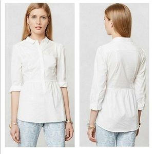 Anthropologie Edme & Esyllte Peplum White Blouse